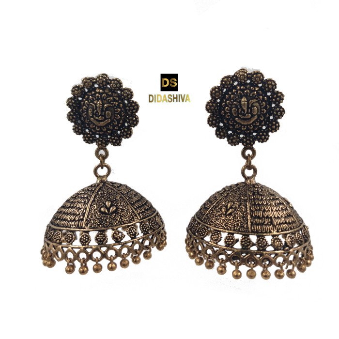 Golden color on sale jhumka earrings